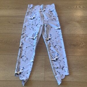 Carbon38 Light Blue Crane Print High-Rise Leggings